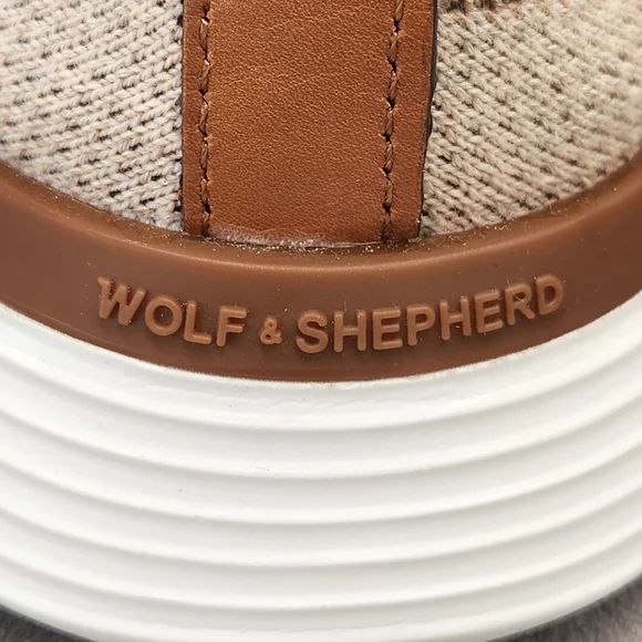 Wolf & Shepherd Men's Sneakers 11 Cream Tan SupremeKnit Trainers Sock New $175 - Picture 12 of 16